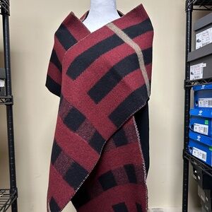 NWT! Rare! Burberry Women's Red Scarf Check Patterned Wool & Cashmare 39936471